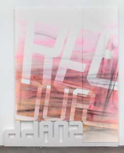 Retour, 2011, Acrylic on canvas, PVC, 96 x 70 inches