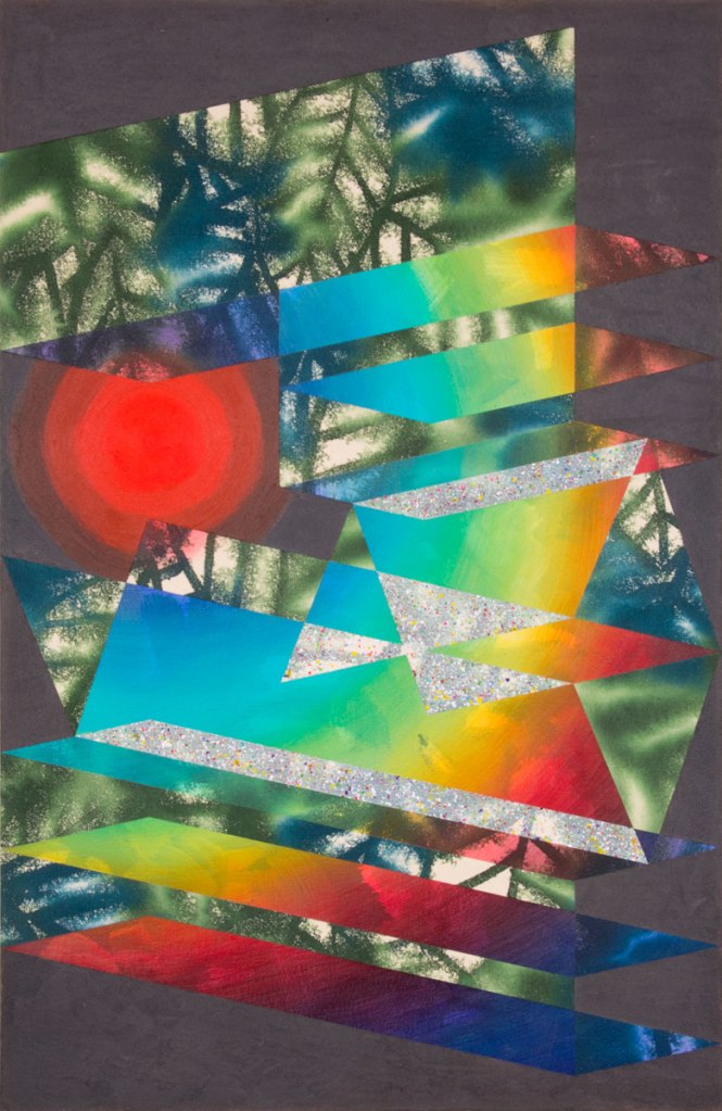 Loves or Leaves, 2013. Acrylic and fiber paste on canvas. 34” x 22"